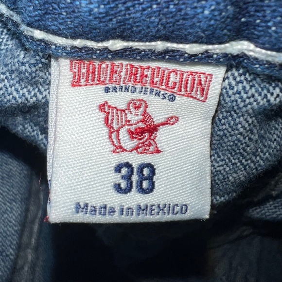 🚫SOLD! 👖|•TRUE RELIGION•| Straight Flap Natural Big T Jeans 38x33👖 - Picture 9 of 14